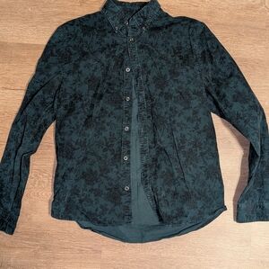 Express men's green slim fit print Long sleeve casual cotton Button-up